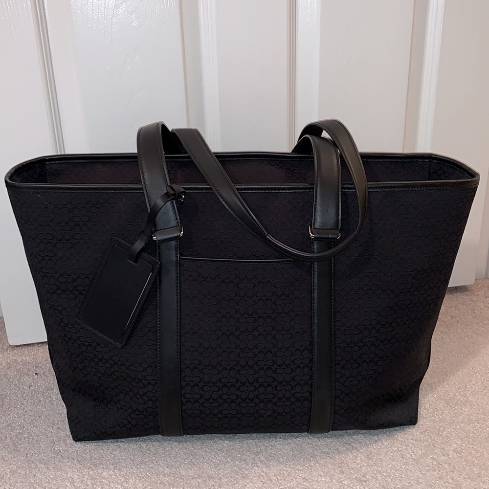 Coach Black Large Zip Tote with Leather Straps